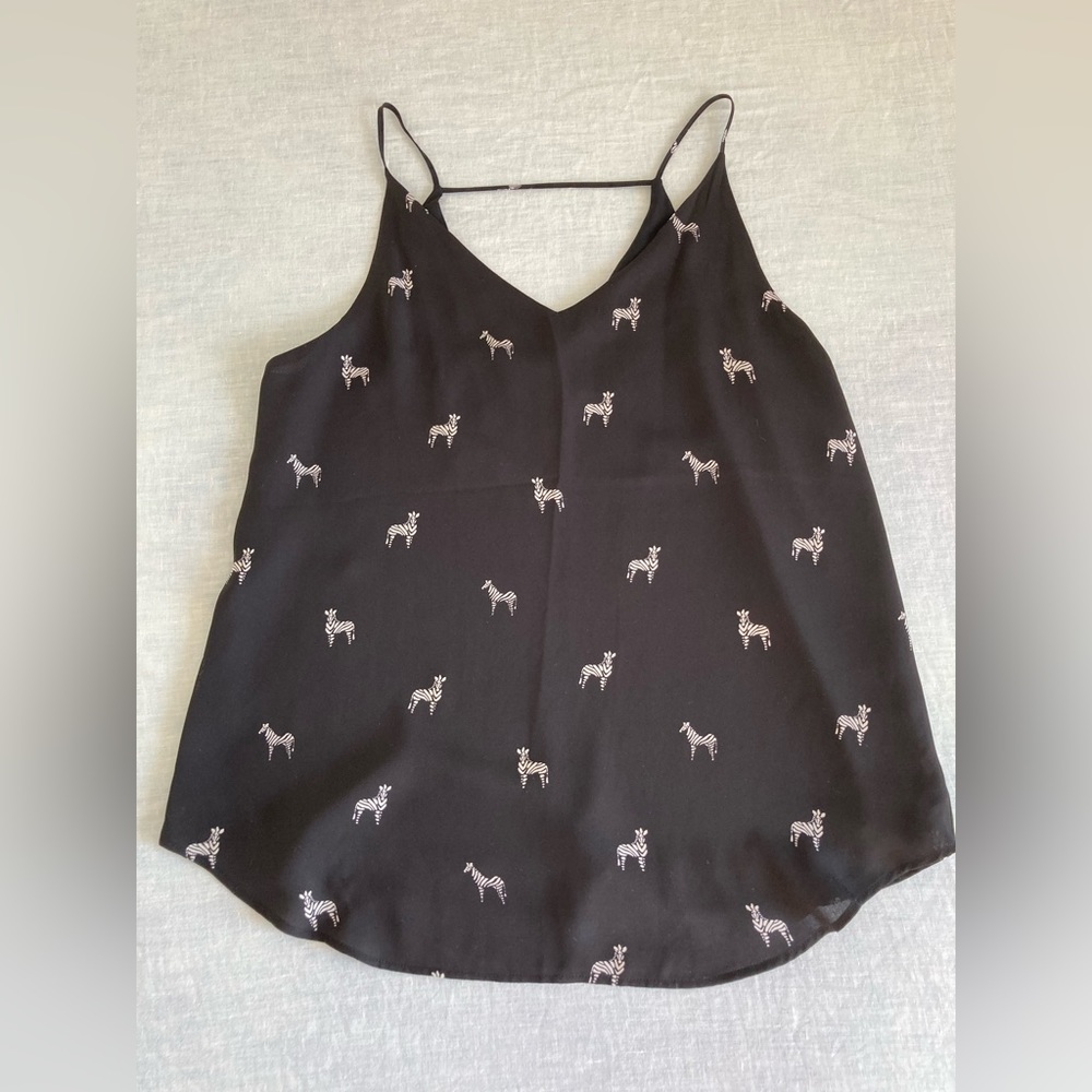 LOFT Strappy Black with zebra print tank